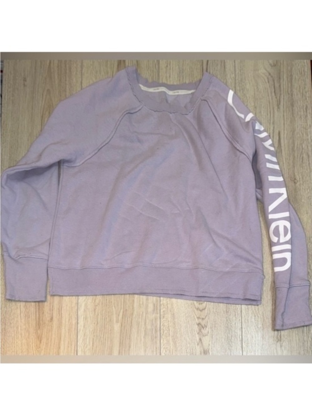 Calvin Klein Lavender Logo Sleeve Crewneck Sweatshirt crew sweater